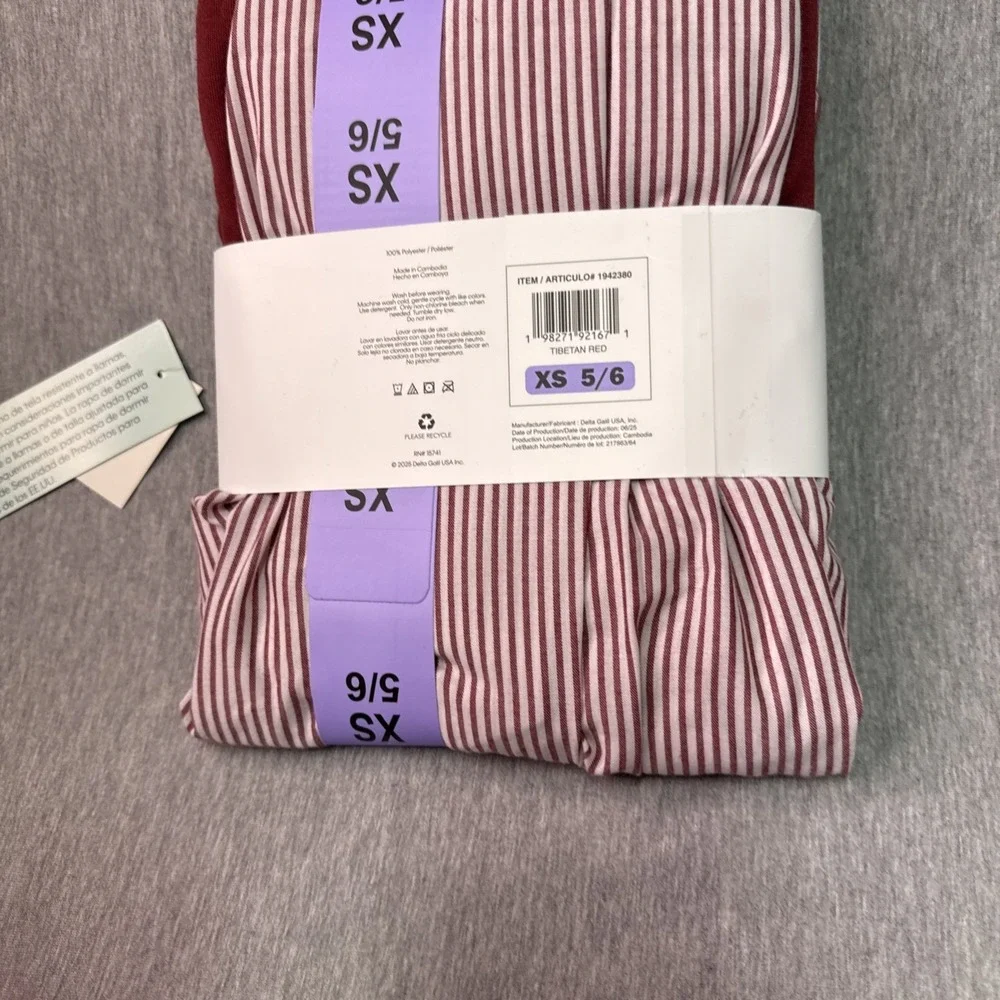 Calvin Klein Youtth XS 5/6 3 Piece Striped Sleep Set Blue Red Polyester